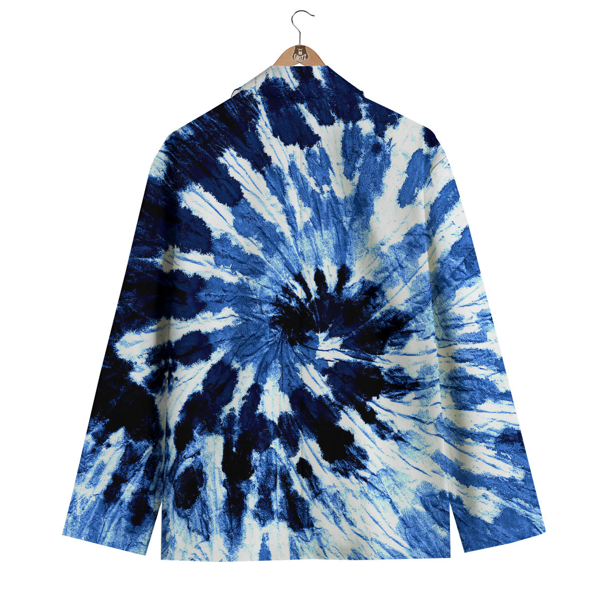 Tie Dye Black And Blue Print Men's Blazer-grizzshop