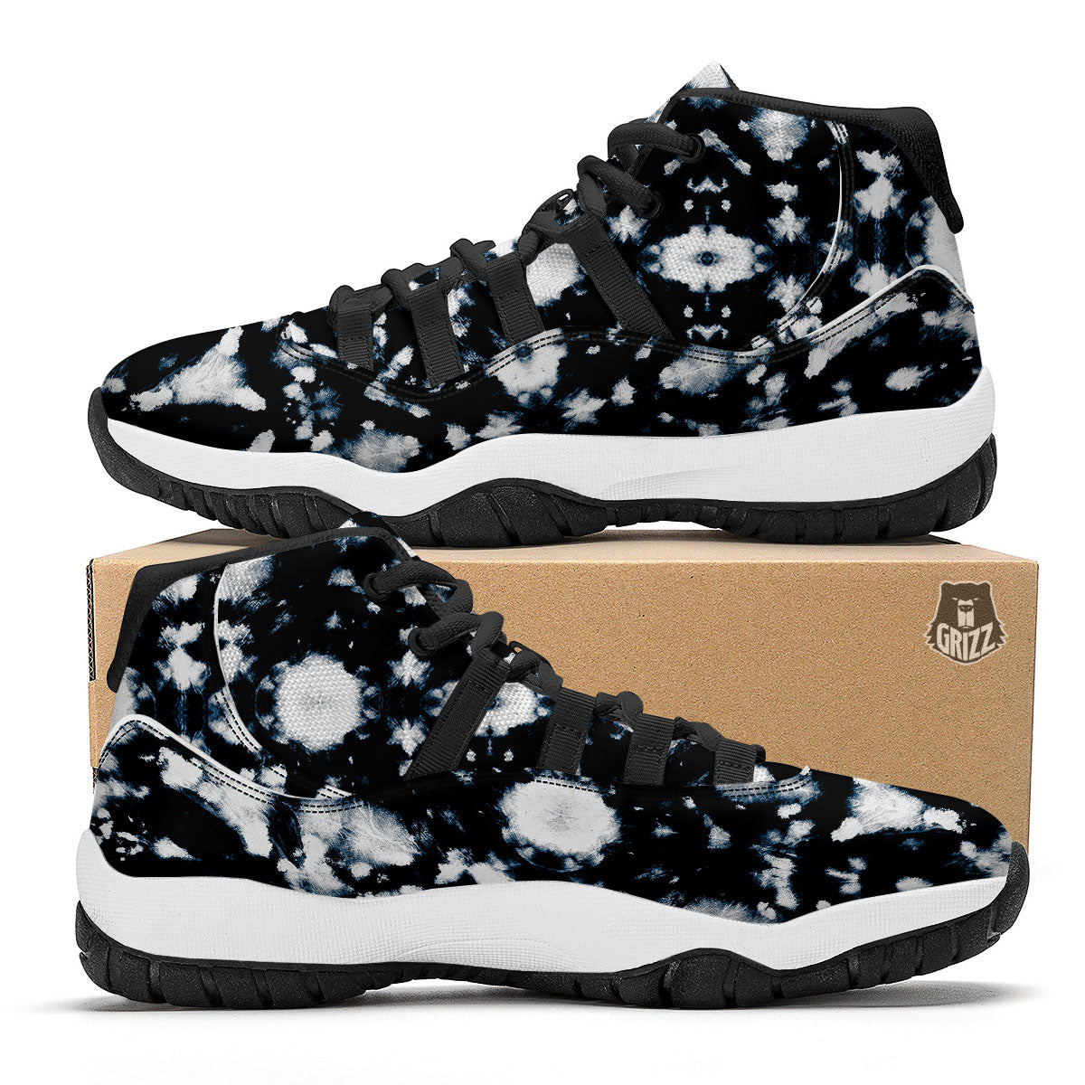 Tie Dye Black Backed Print Black Bball Shoes-grizzshop