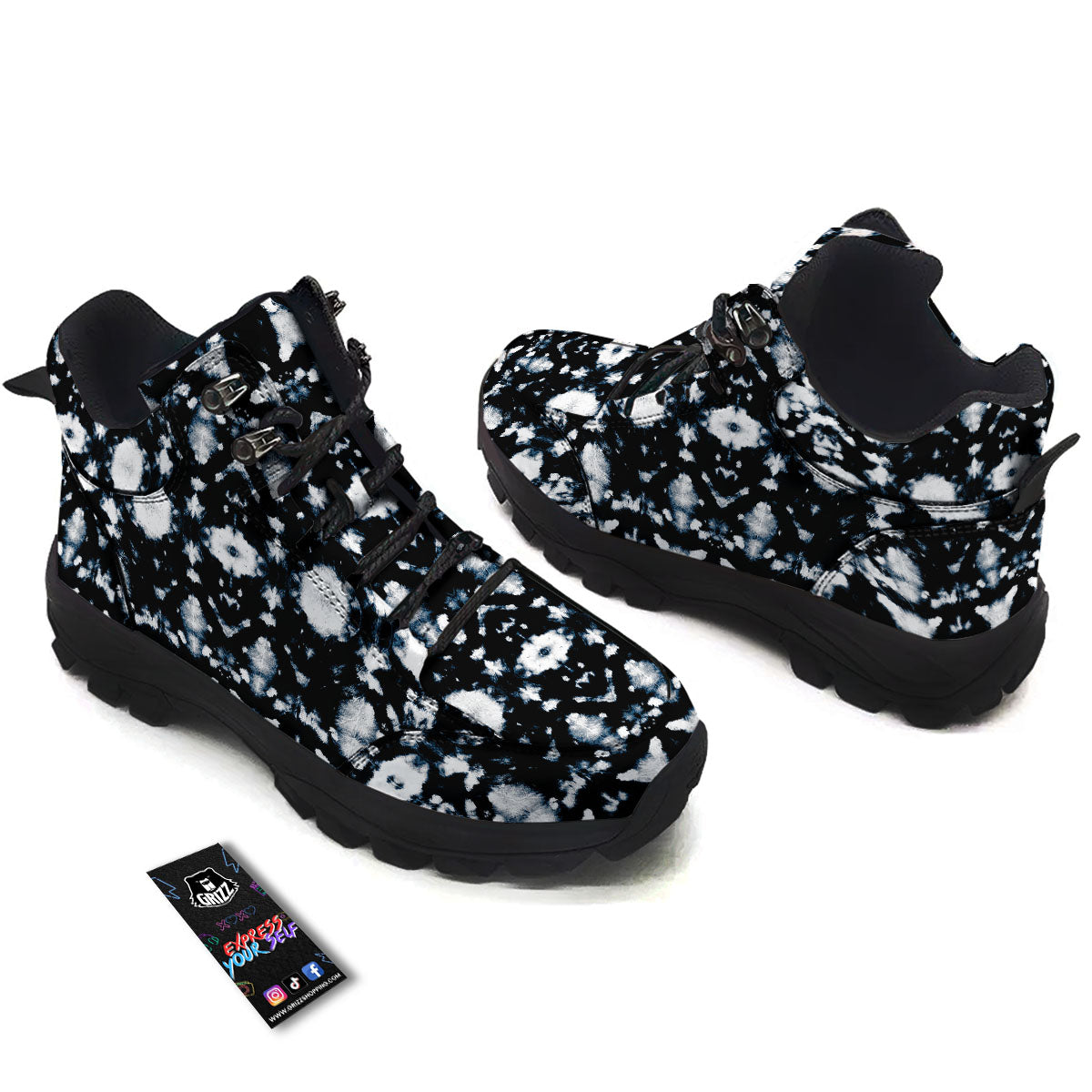 Tie Dye Black Backed Print Hiking Shoes-grizzshop