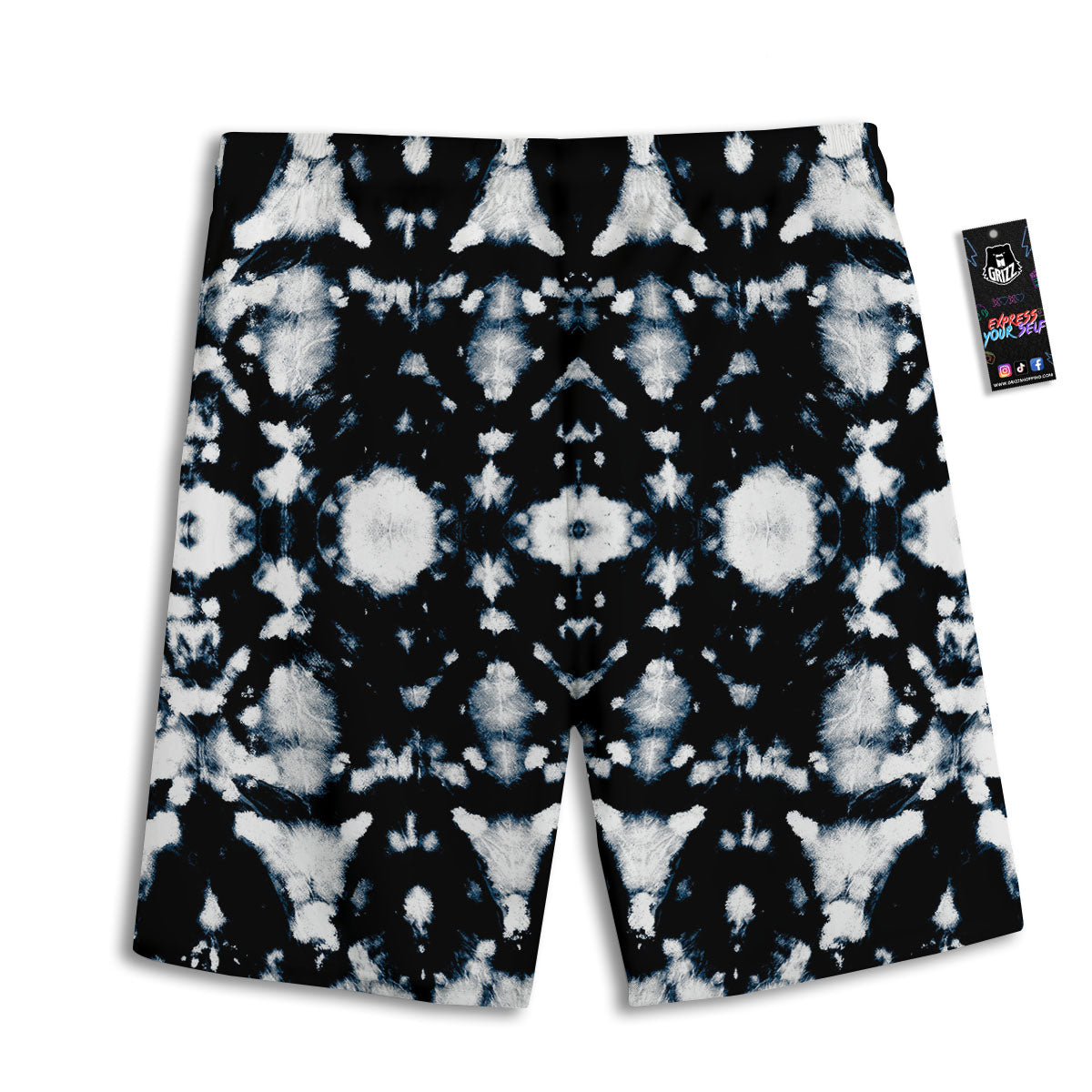 Tie Dye Black Backed Print Men's Athletic Shorts