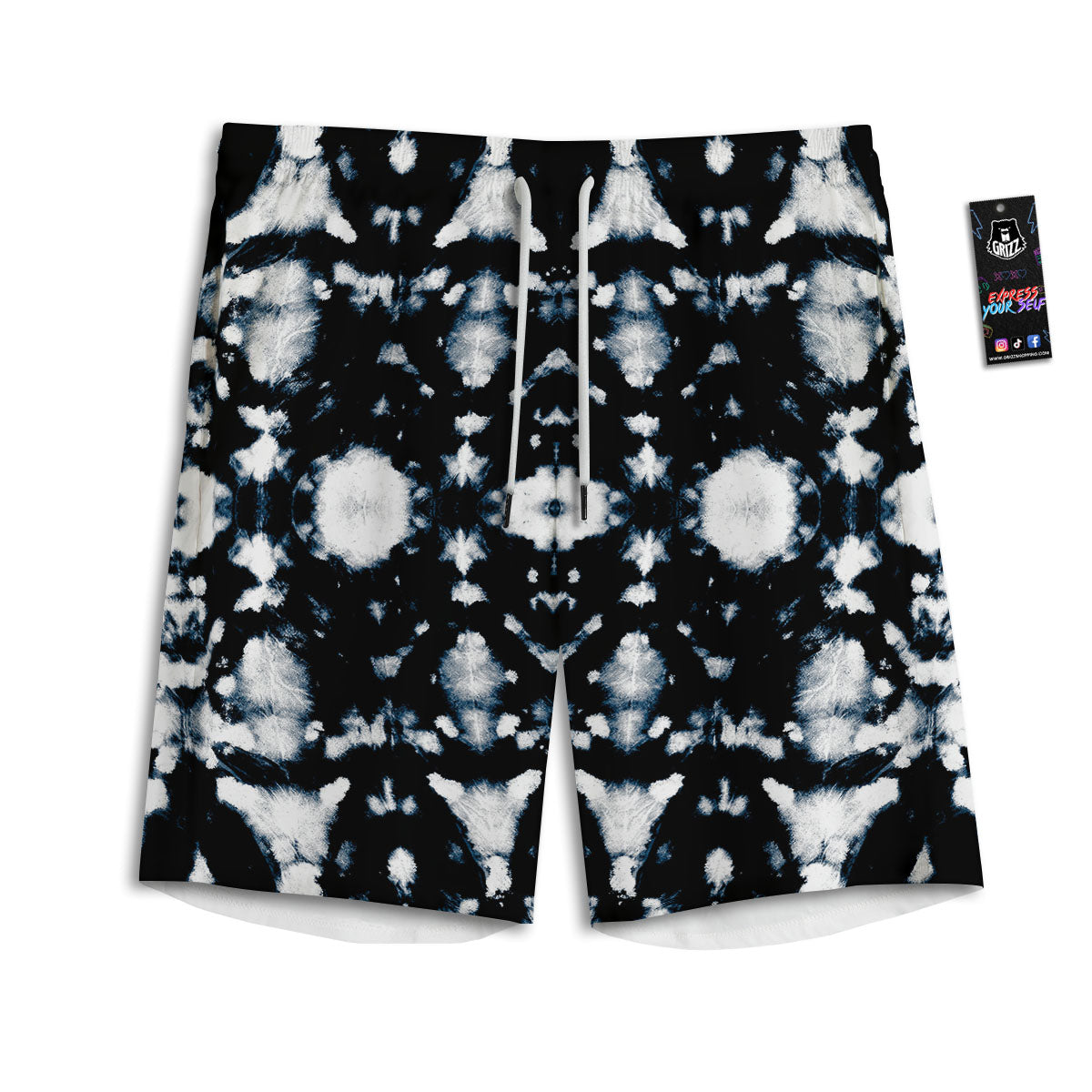 Tie Dye Black Backed Print Men's Athletic Shorts