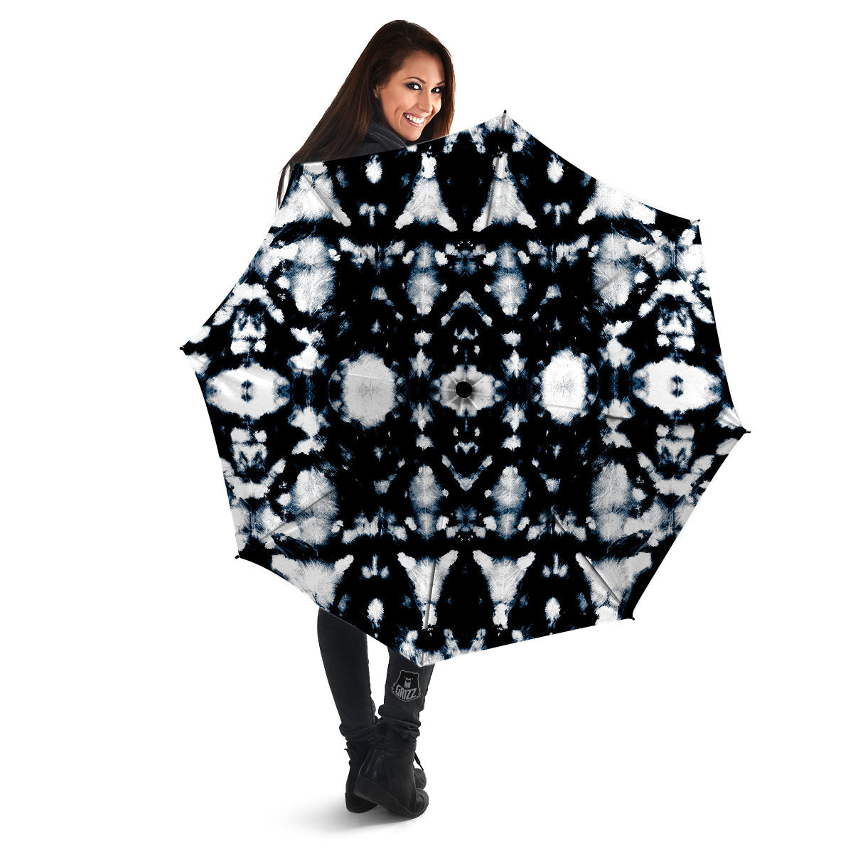 Tie Dye Black Backed Print Umbrella-grizzshop