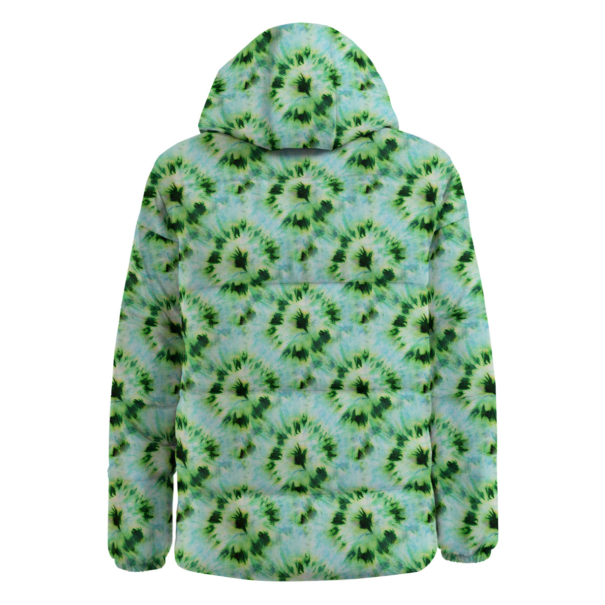 Tie Dye Black Green Watercolor Print Down Jacket-grizzshop