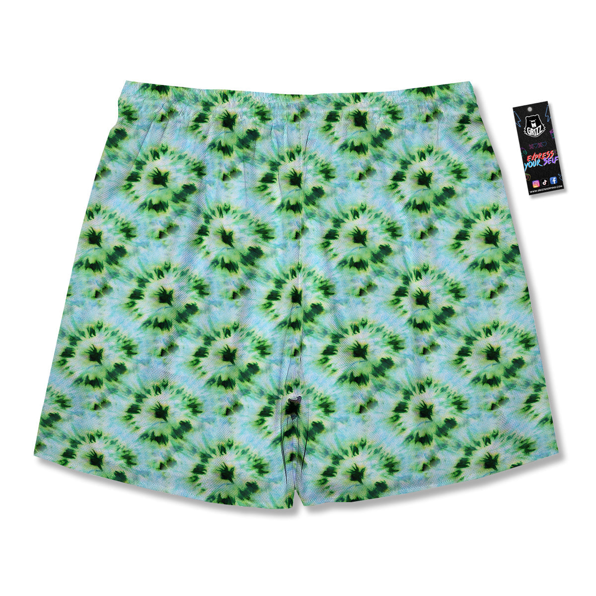 Tie Dye Black Green Watercolor Print Men's Running Shorts-grizzshop