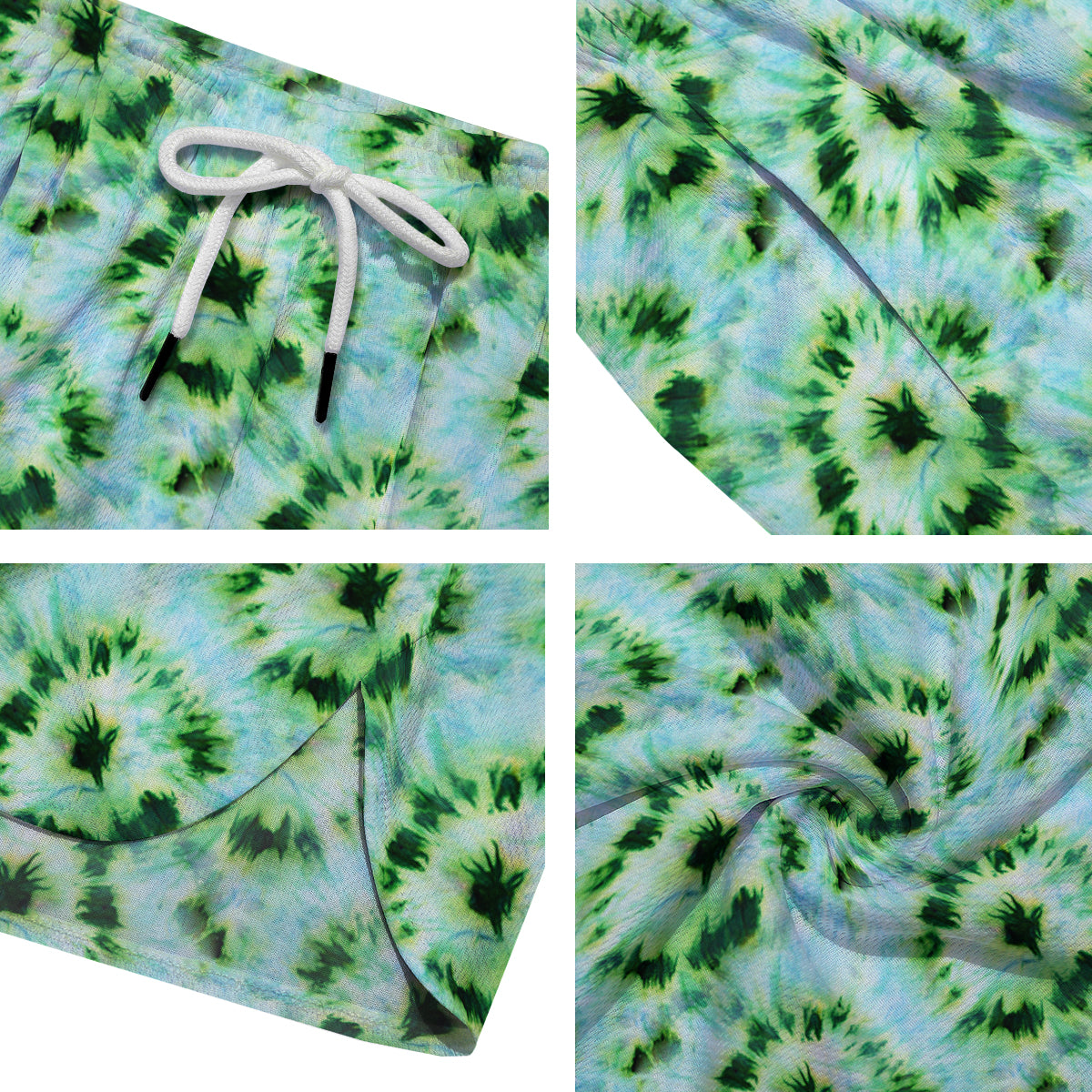 Tie Dye Black Green Watercolor Print Men's Running Shorts-grizzshop