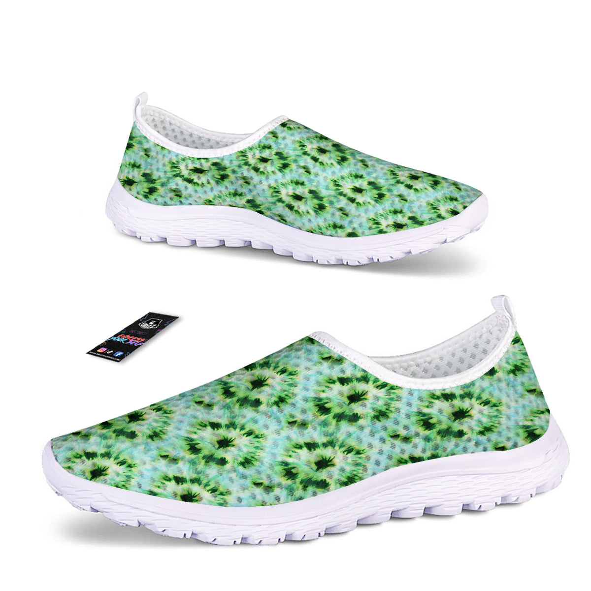 Tie Dye Black Green Watercolor Print Nurse Shoes-grizzshop