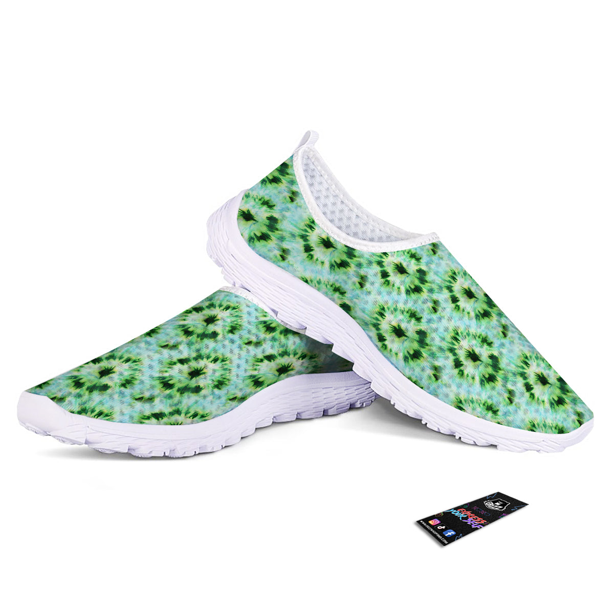 Tie Dye Black Green Watercolor Print Nurse Shoes-grizzshop