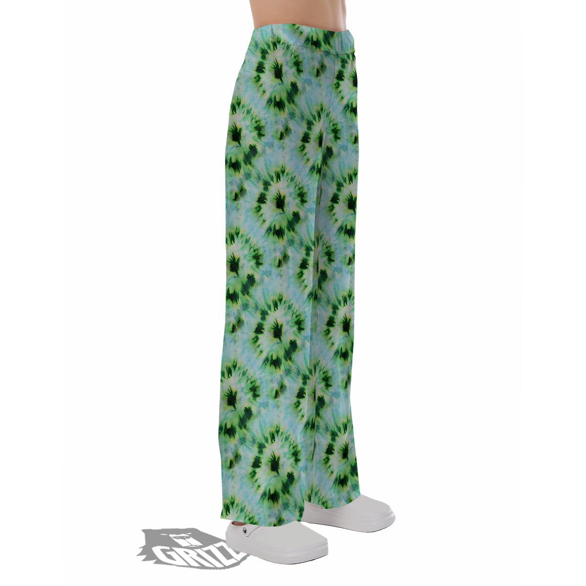 Tie Dye Black Green Watercolor Print Pajama Pants-grizzshop