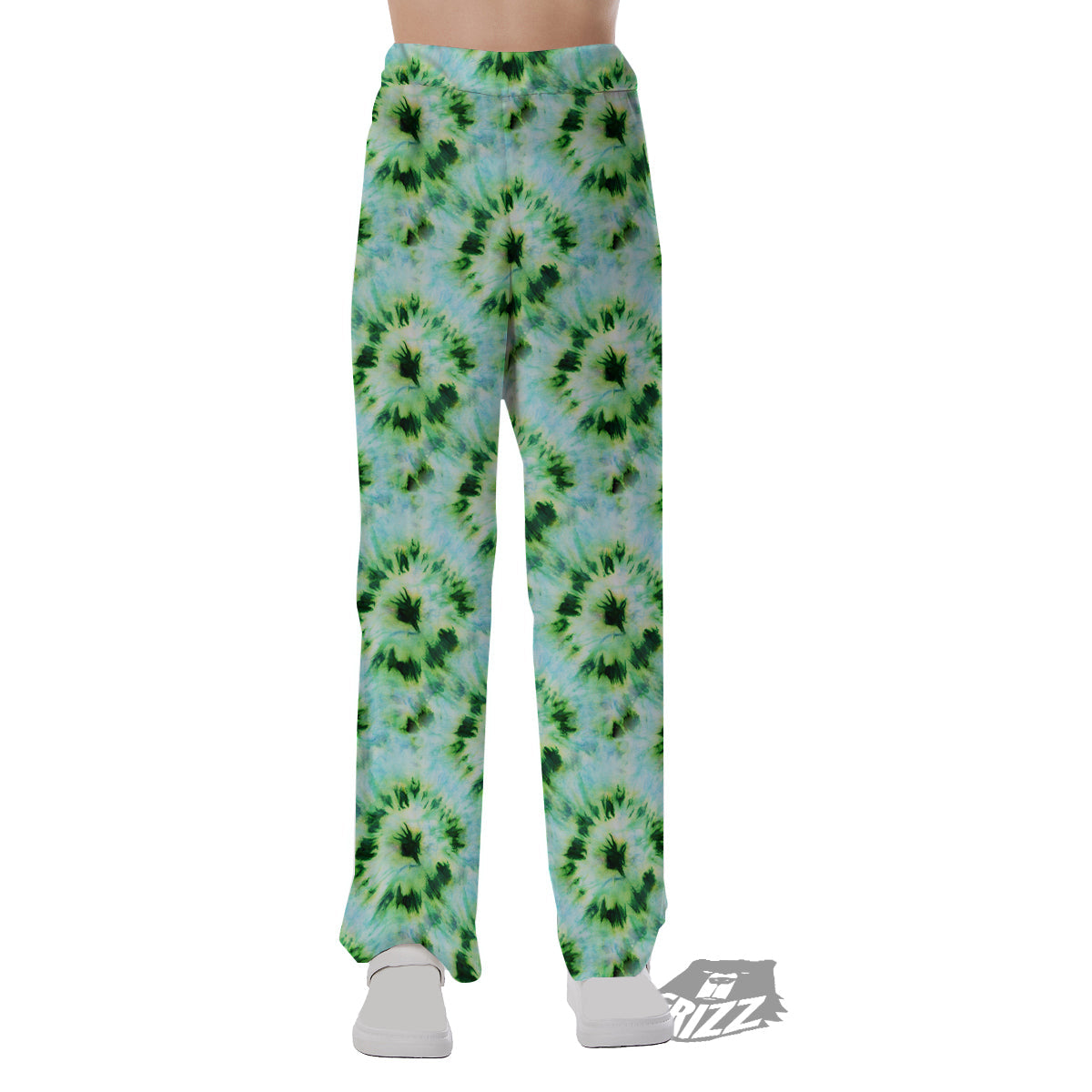 Tie Dye Black Green Watercolor Print Pajama Pants-grizzshop