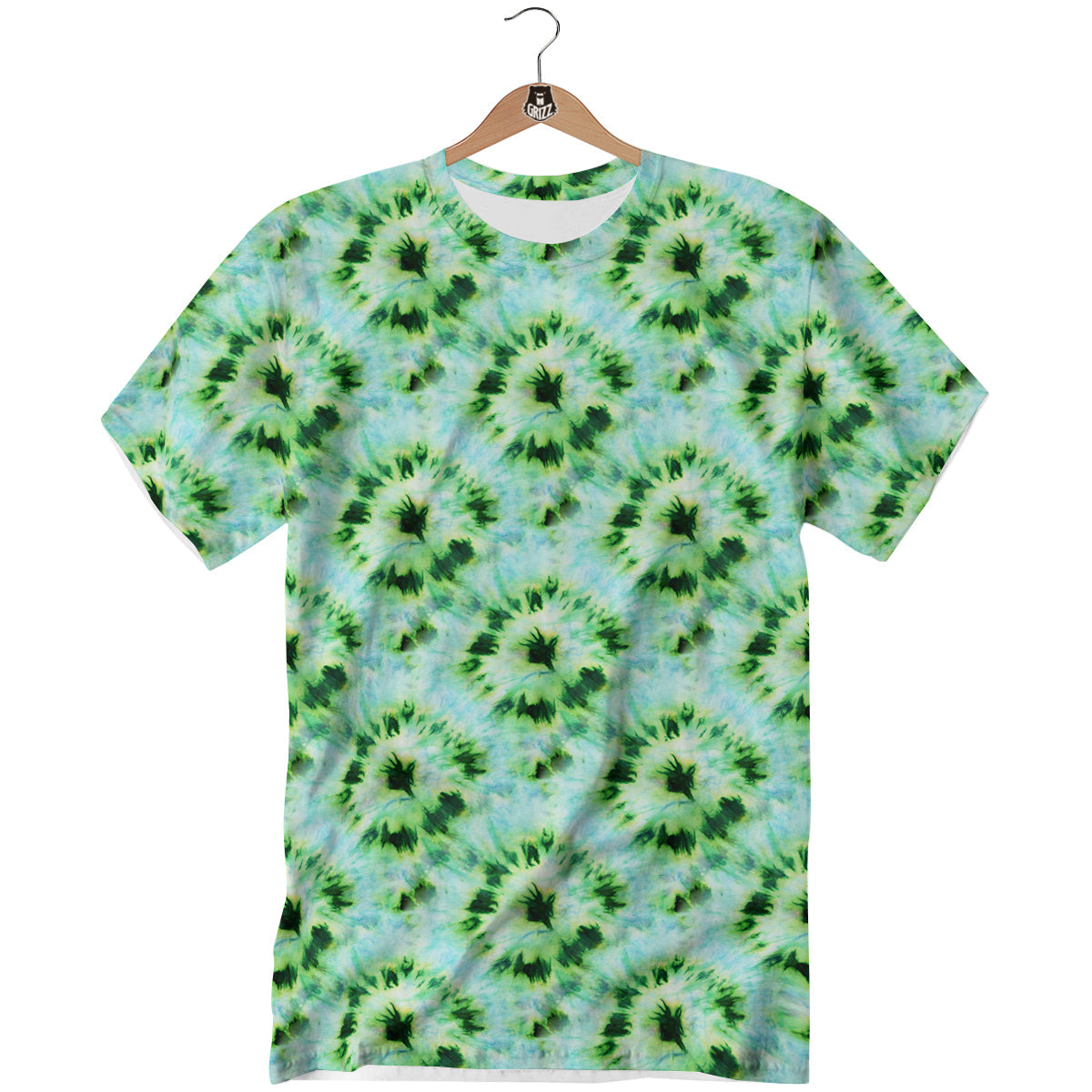 Tie Dye Black Green Watercolor Print T-Shirt-grizzshop