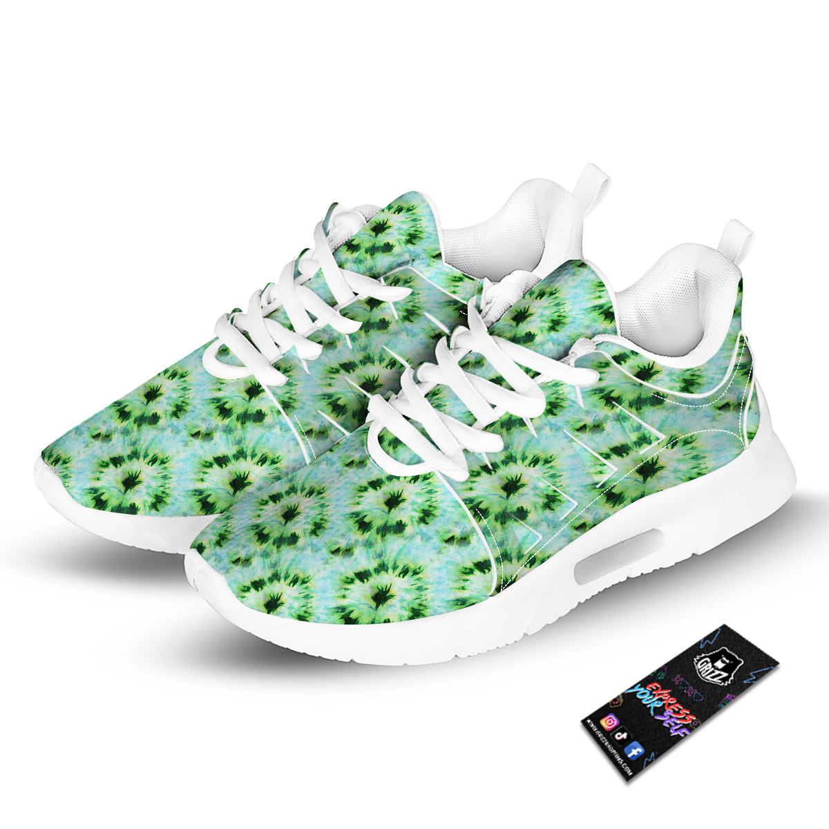 Tie Dye Black Green Watercolor Print Tennis Shoes-grizzshop
