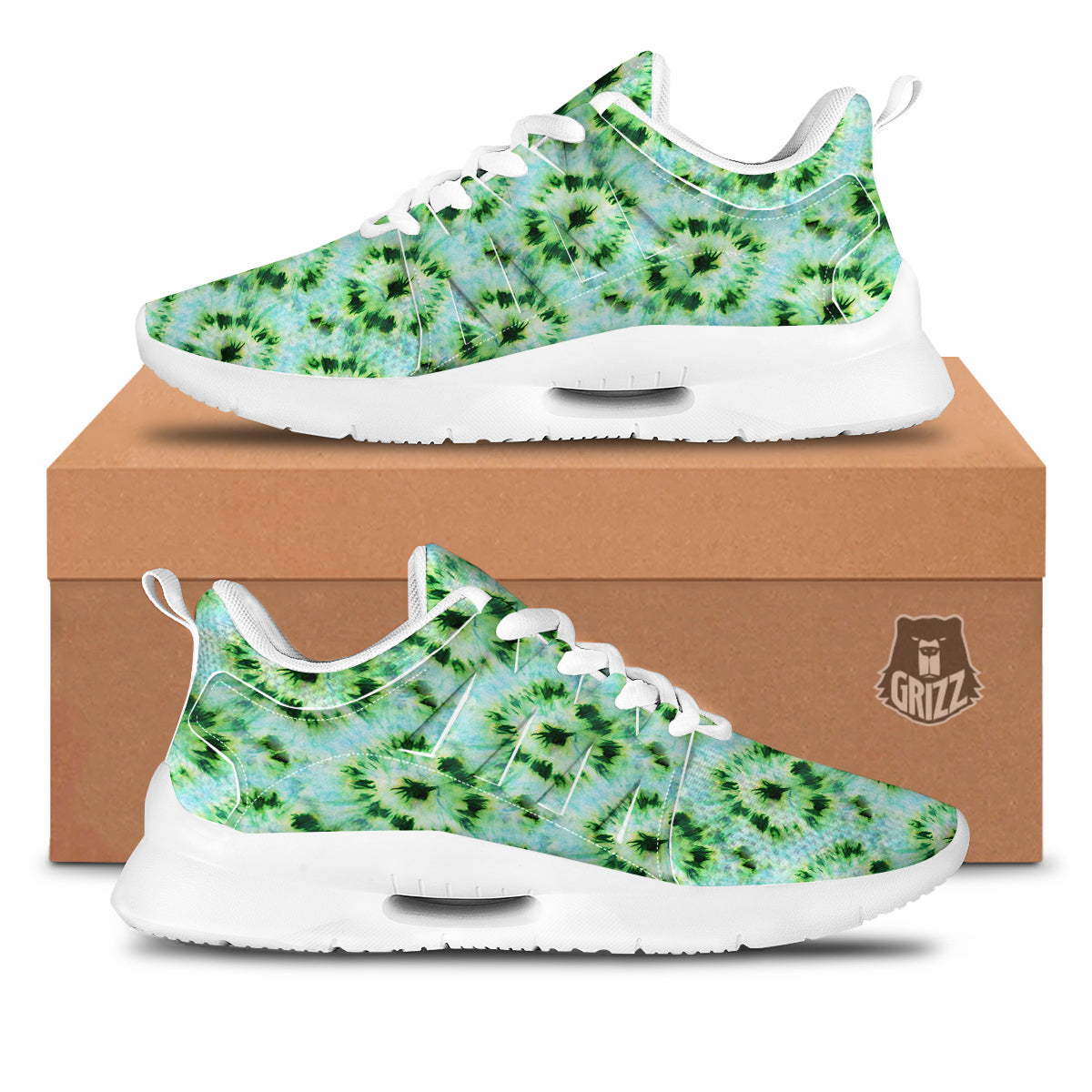 Tie Dye Black Green Watercolor Print Tennis Shoes-grizzshop