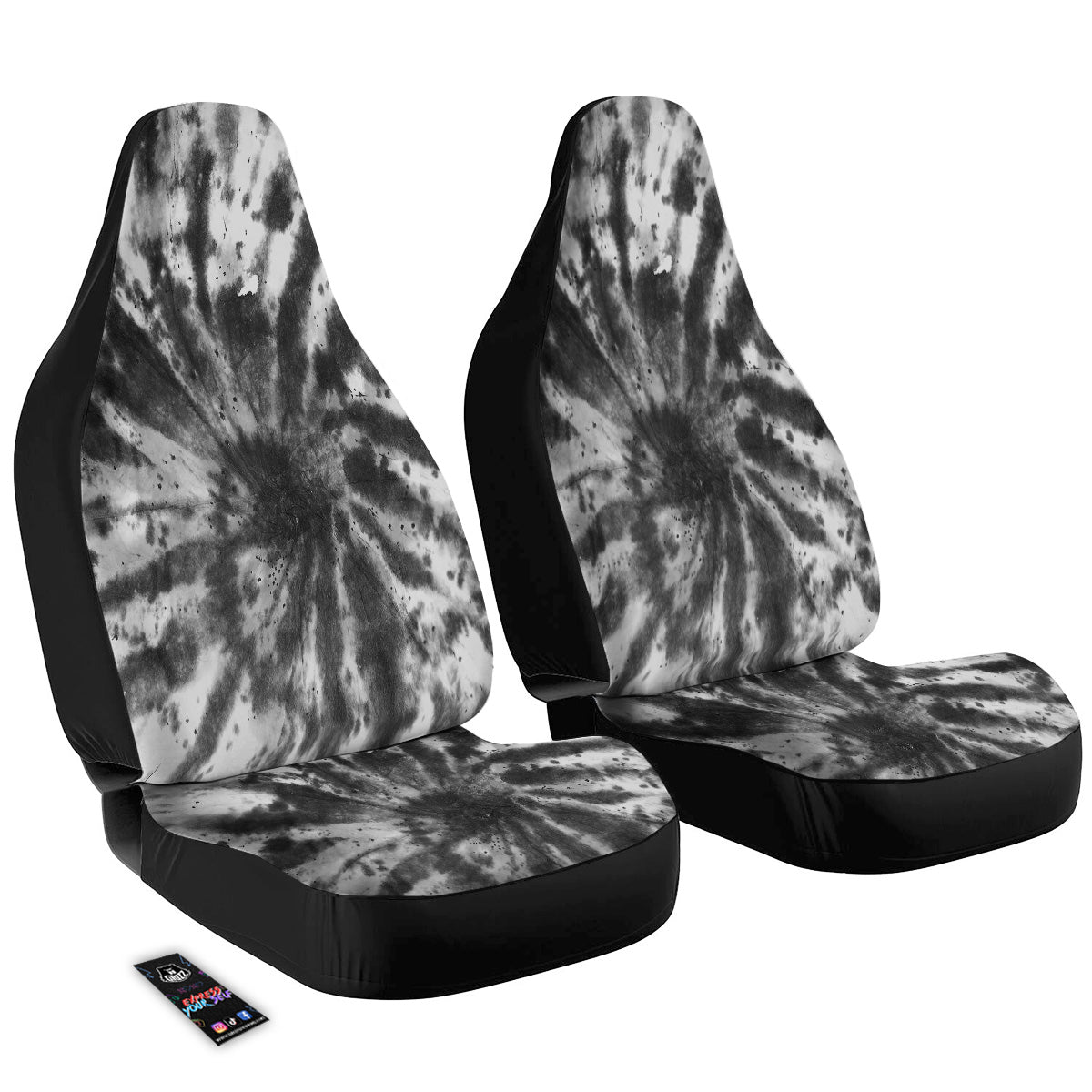 Tie Dye Black White Print Pattern Car Seat Covers-grizzshop