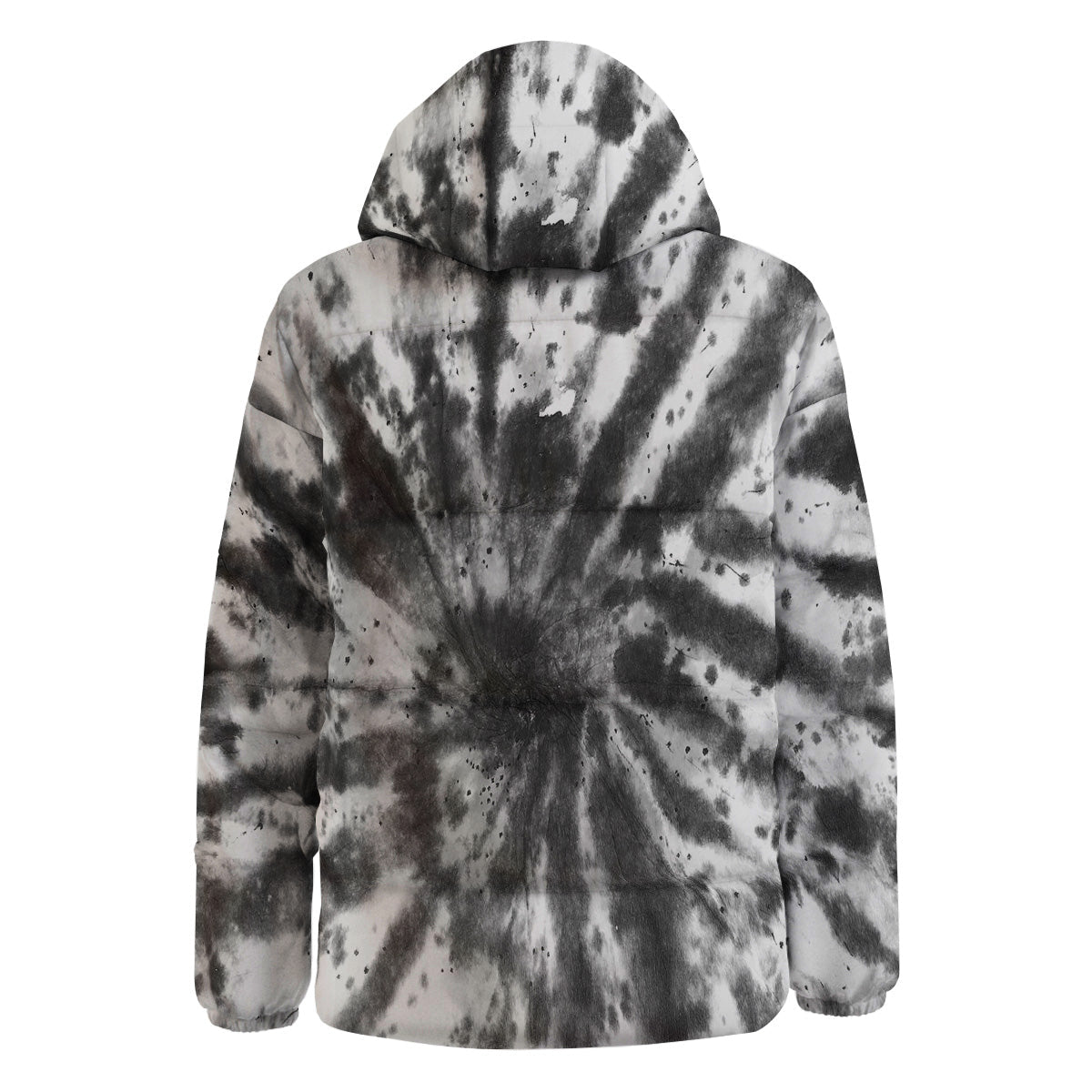 Tie Dye Black White Print Pattern Down Jacket-grizzshop