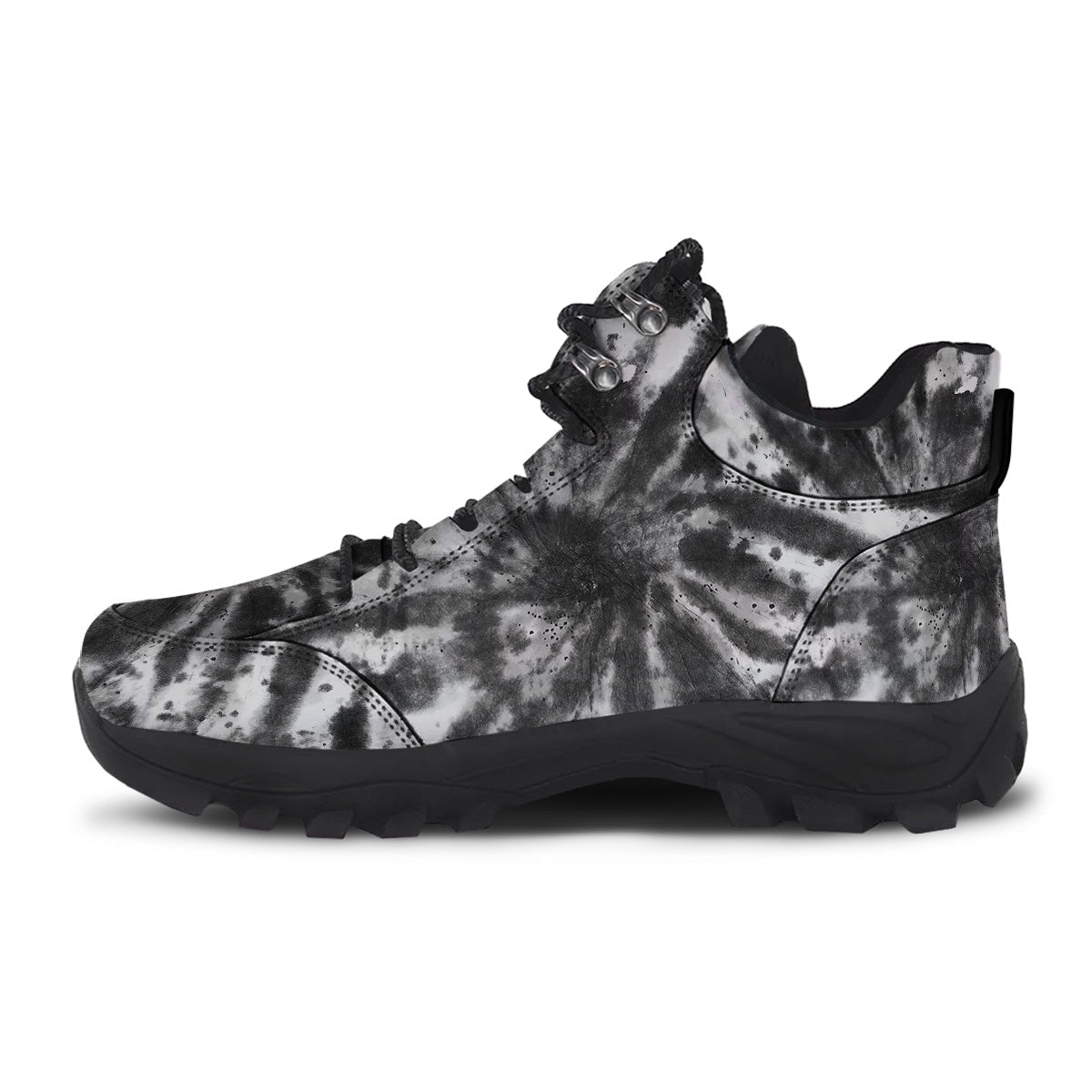 Tie Dye Black White Print Pattern Hiking Shoes-grizzshop