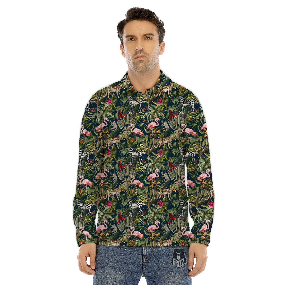 Tie Dye Black White Print Pattern Men's Dress Shirts-grizzshop