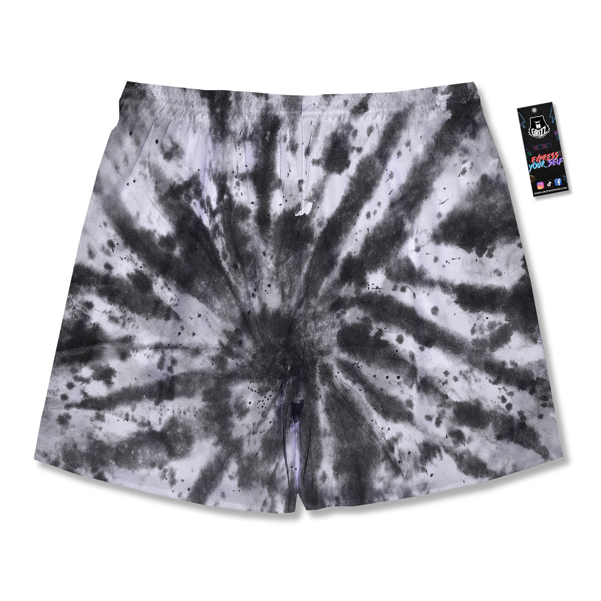 Tie Dye Black White Print Pattern Men's Running Shorts-grizzshop