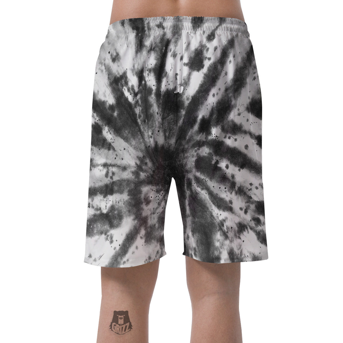 Tie Dye Black White Print Pattern Men's Shorts-grizzshop