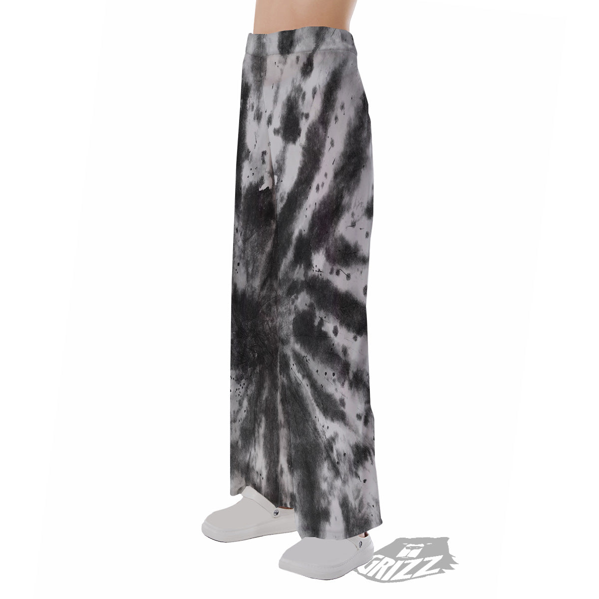 Tie Dye Black White Print Pattern Pajama Pants-grizzshop