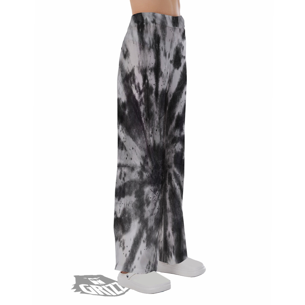Tie Dye Black White Print Pattern Pajama Pants-grizzshop