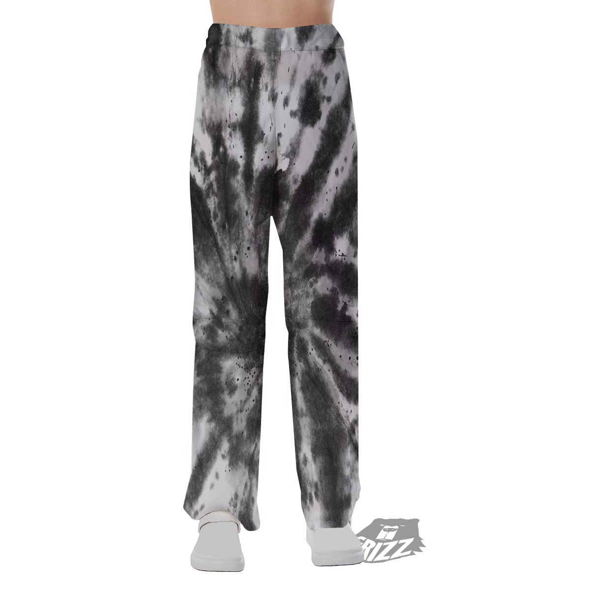 Tie Dye Black White Print Pattern Pajama Pants-grizzshop