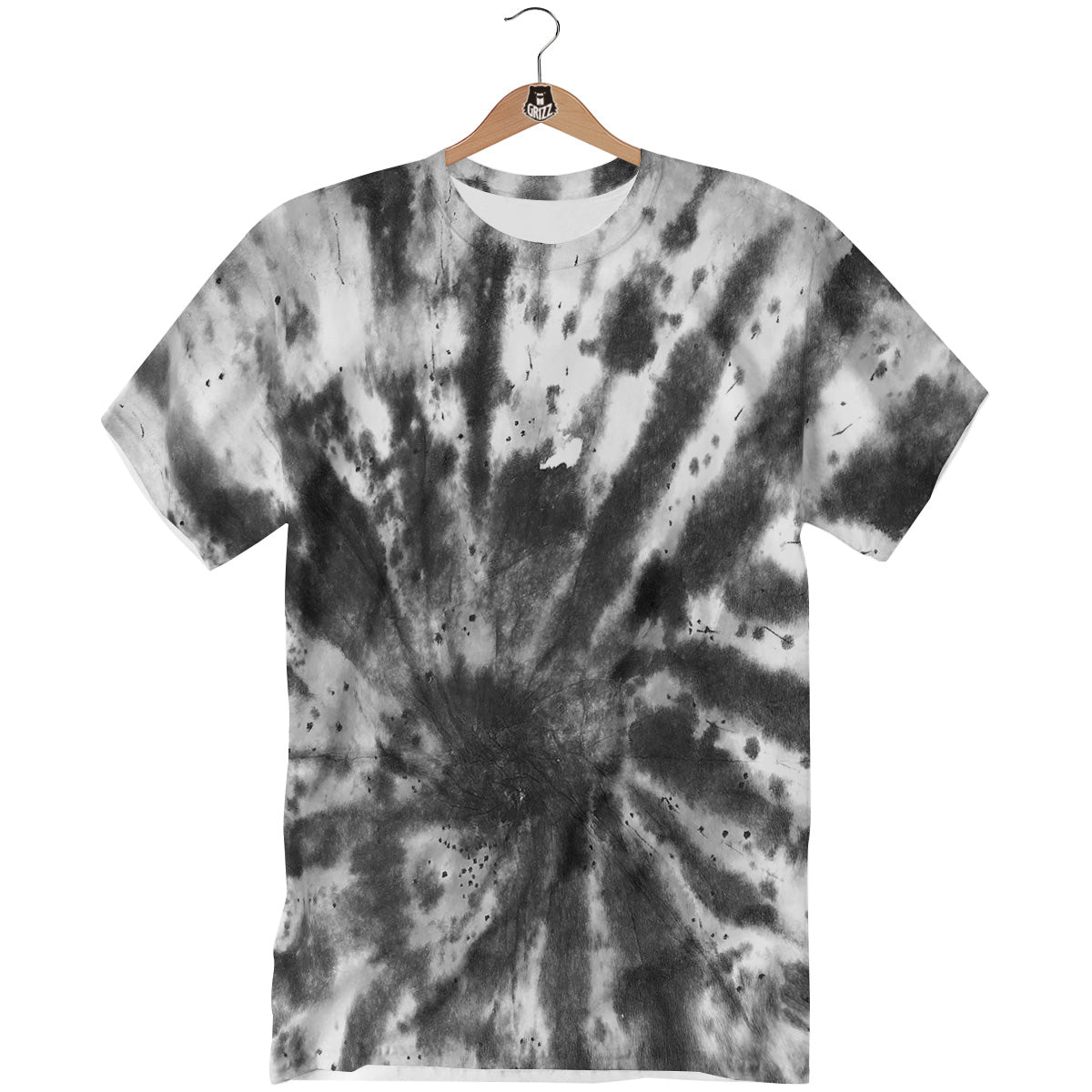 Tie Dye Black White Print Pattern T-Shirt-grizzshop