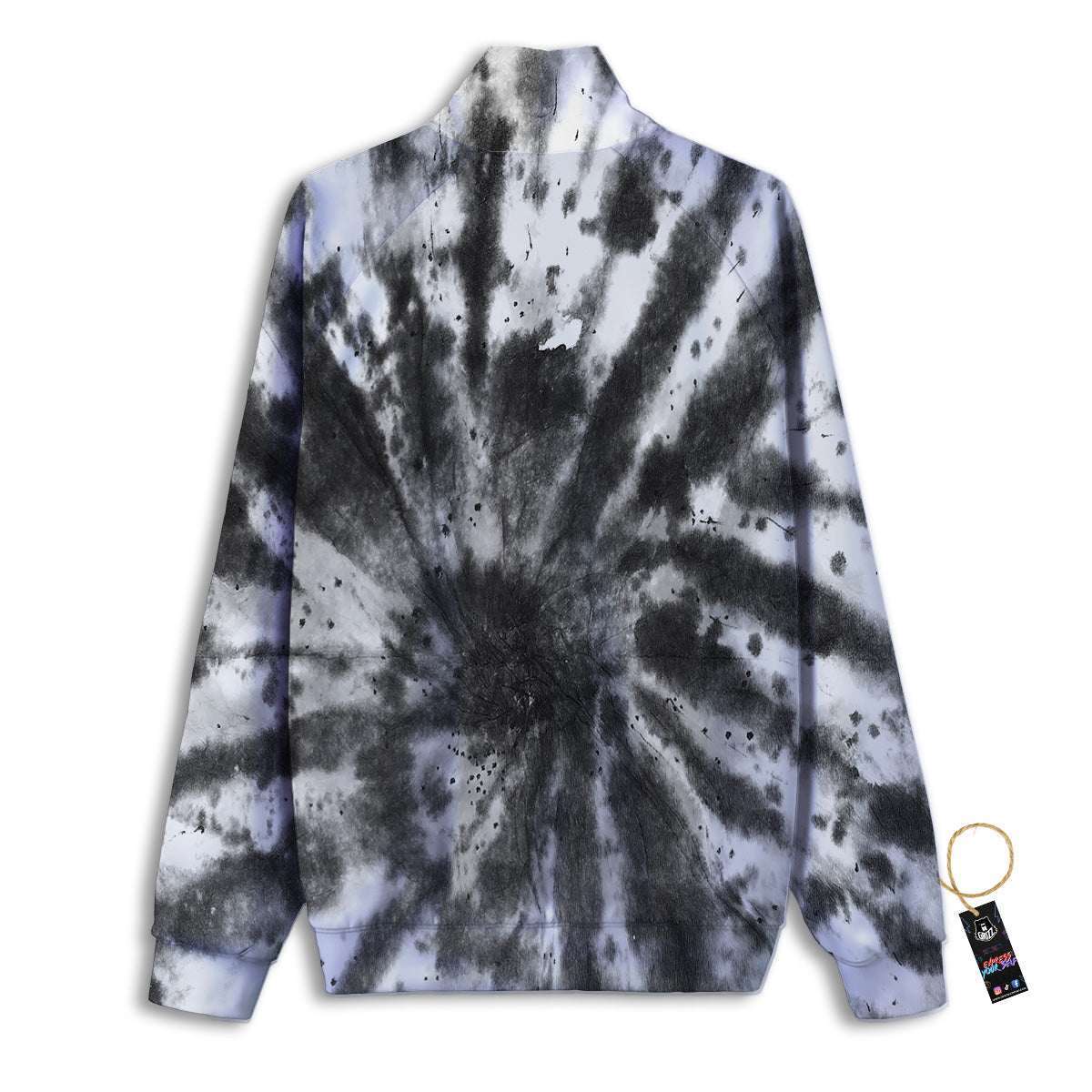 Tie Dye Black White Print Pattern Track Jacket-grizzshop