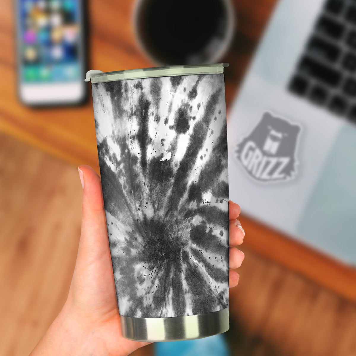 Tie Dye Black White Print Pattern Tumbler-grizzshop