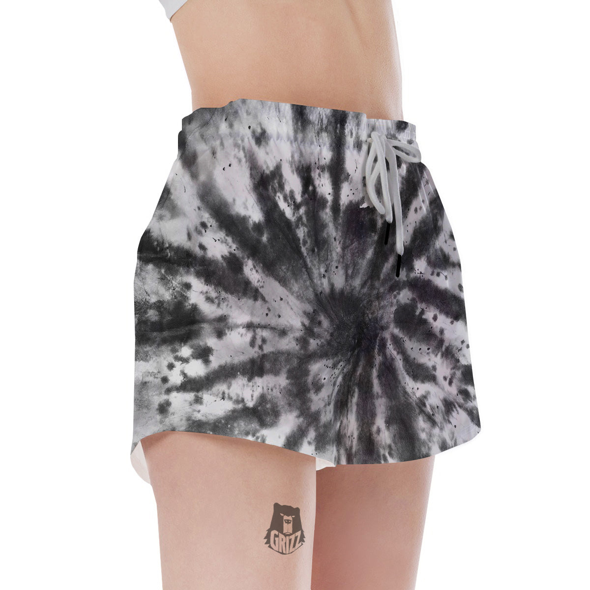 Tie Dye Black White Print Pattern Women's Shorts-grizzshop