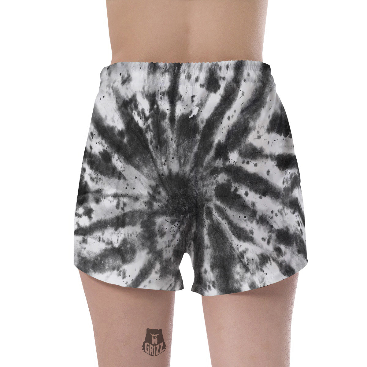 Tie Dye Black White Print Pattern Women's Shorts-grizzshop