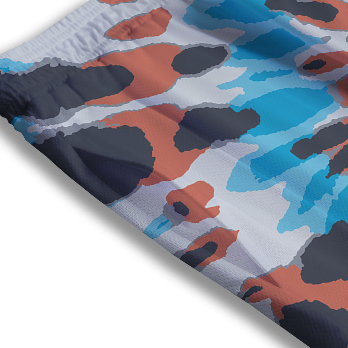 Tie Dye Blue And Orange Print Mesh Shorts
