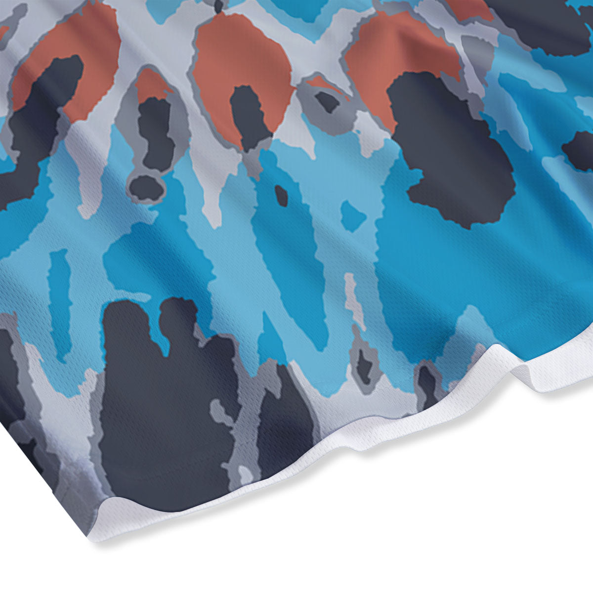 Tie Dye Blue And Orange Print Mesh Shorts