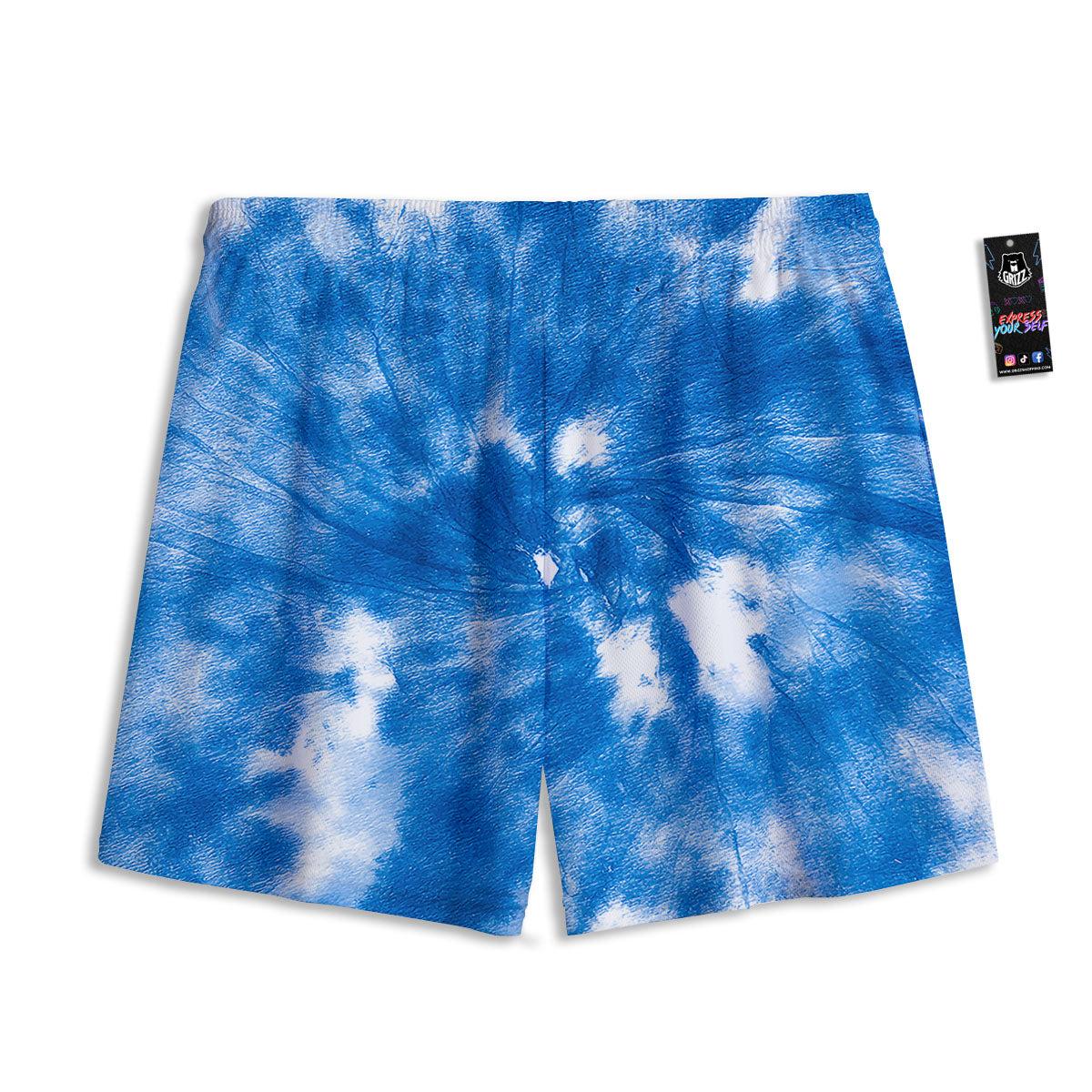 Tie Dye Blue And White Print Mesh Shorts