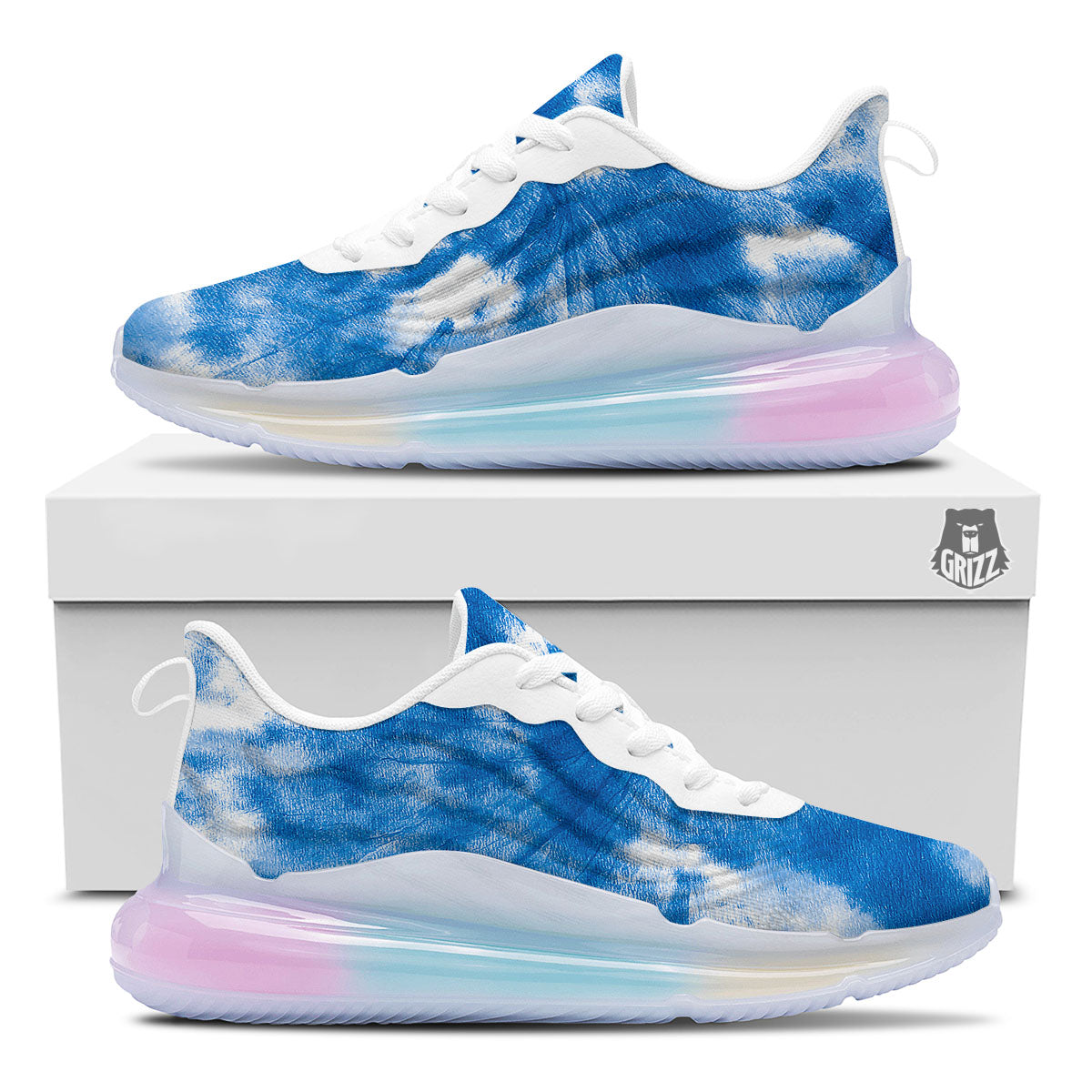 Tie Dye Blue And White Print Running Sneakers-grizzshop