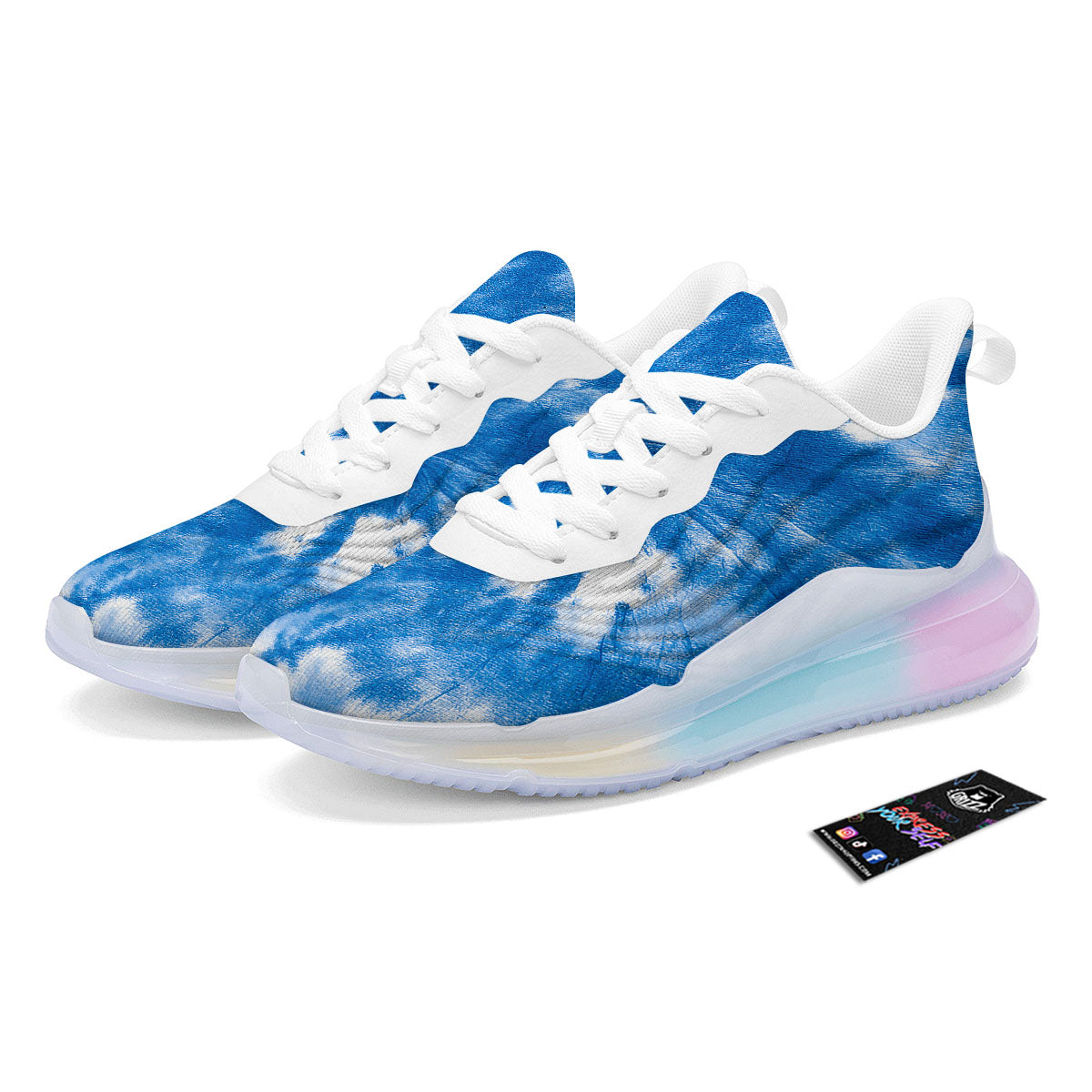 Tie Dye Blue And White Print Running Sneakers-grizzshop