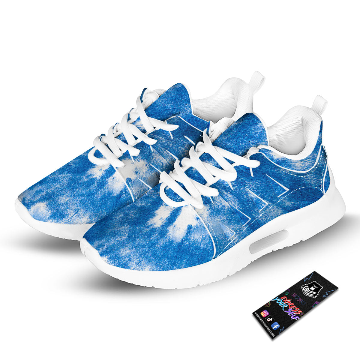 Tie Dye Blue And White Print Tennis Shoes-grizzshop