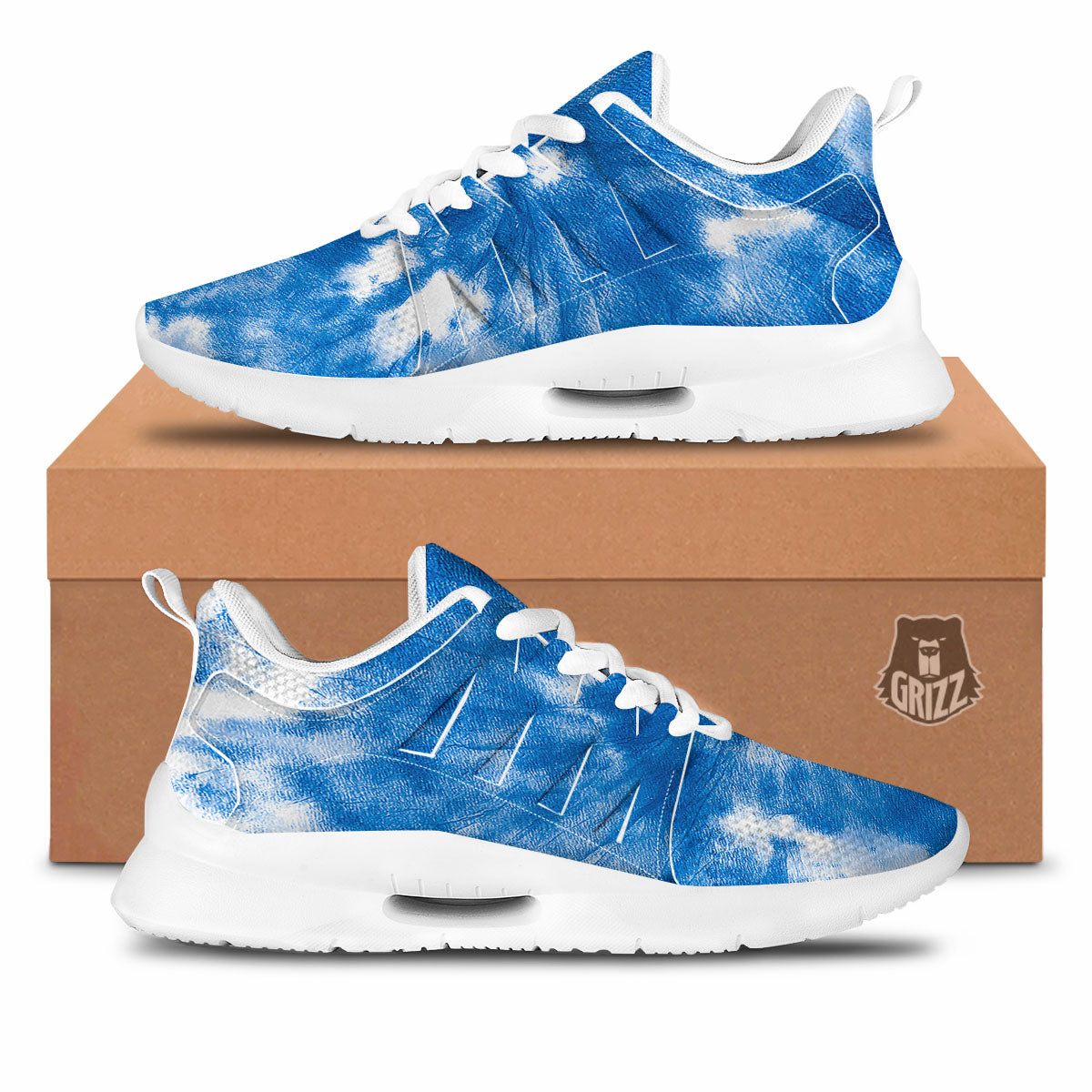 Tie Dye Blue And White Print Tennis Shoes-grizzshop