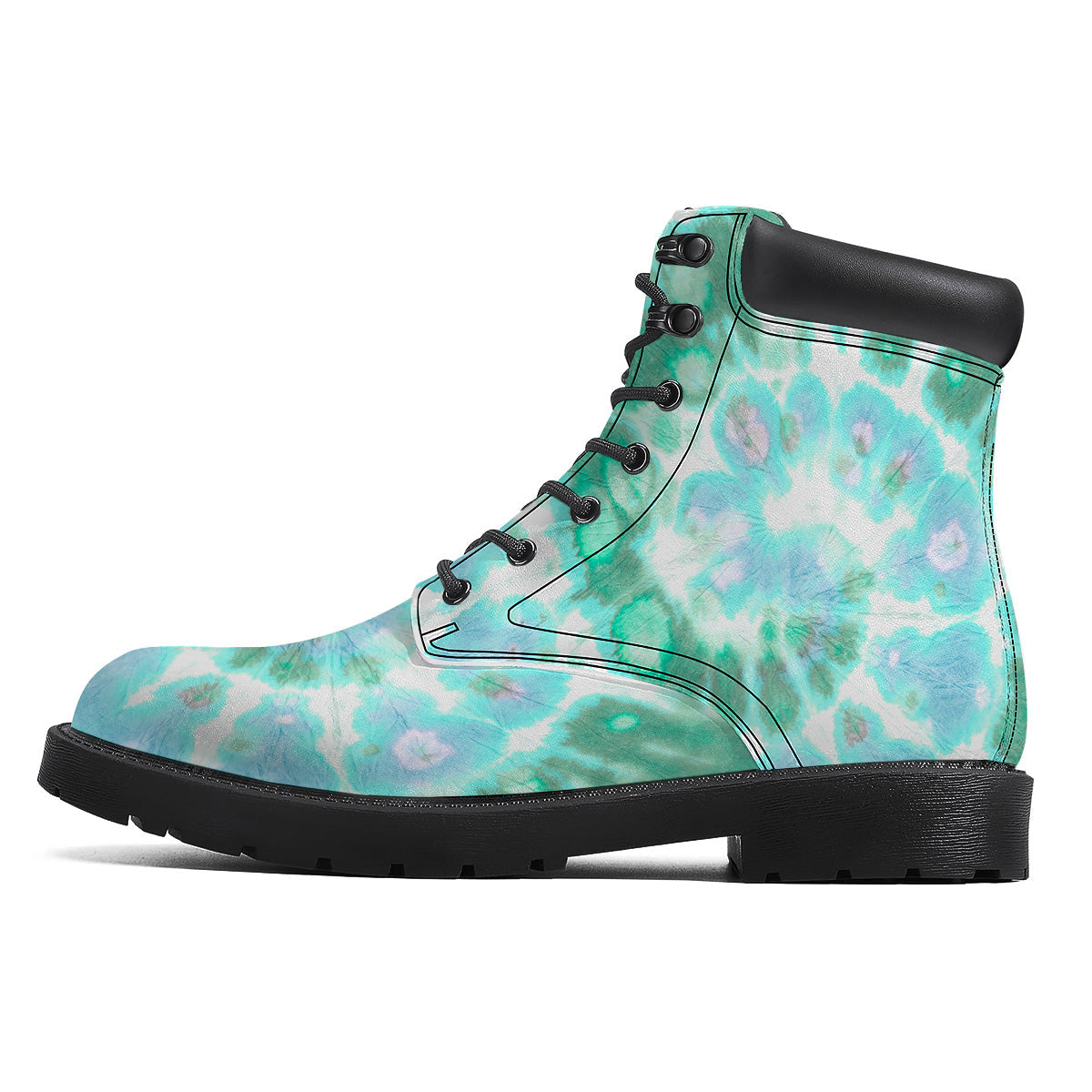Tie Dye Blue Green And White Print Boots-grizzshop