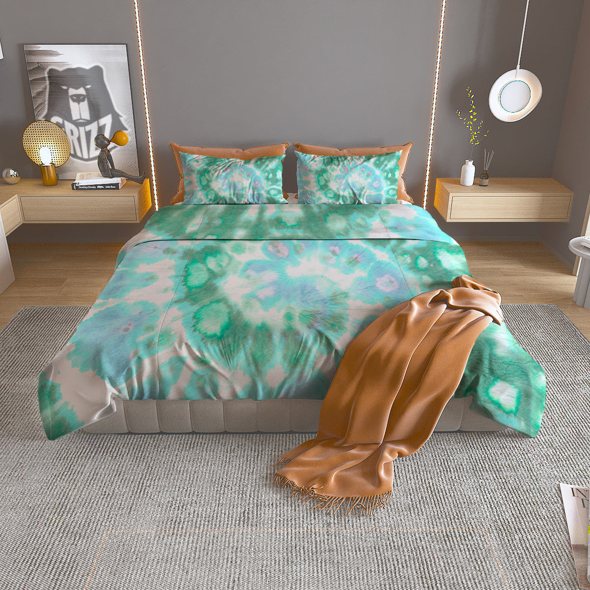 Tartan Shamrock Green Print Duvet Cover Bedding Set