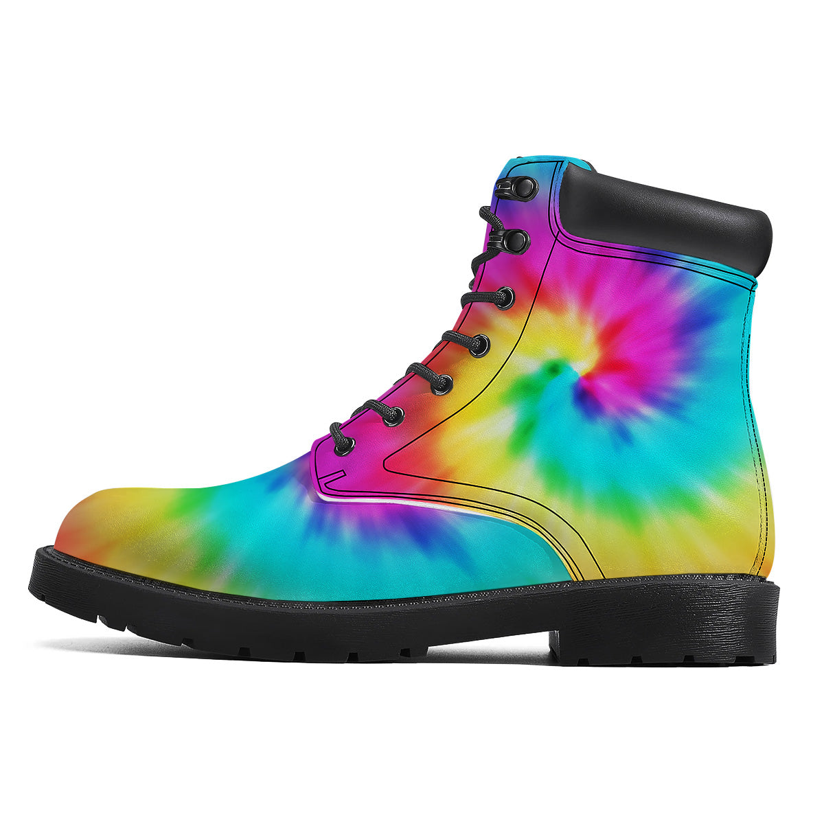 Tie Dye Blue Pink And Yellow Print Boots-grizzshop