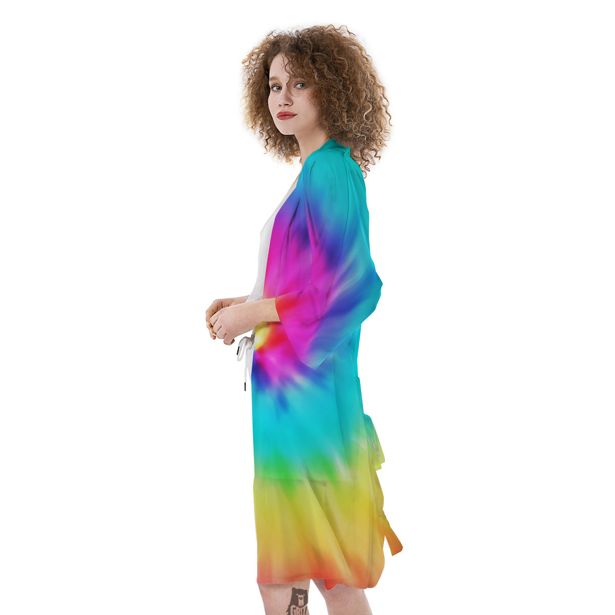 Tie Dye Blue Pink And Yellow Print Kimono-grizzshop