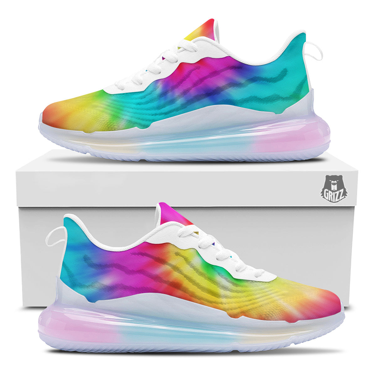 Tie Dye Blue Pink And Yellow Print Running Sneakers-grizzshop