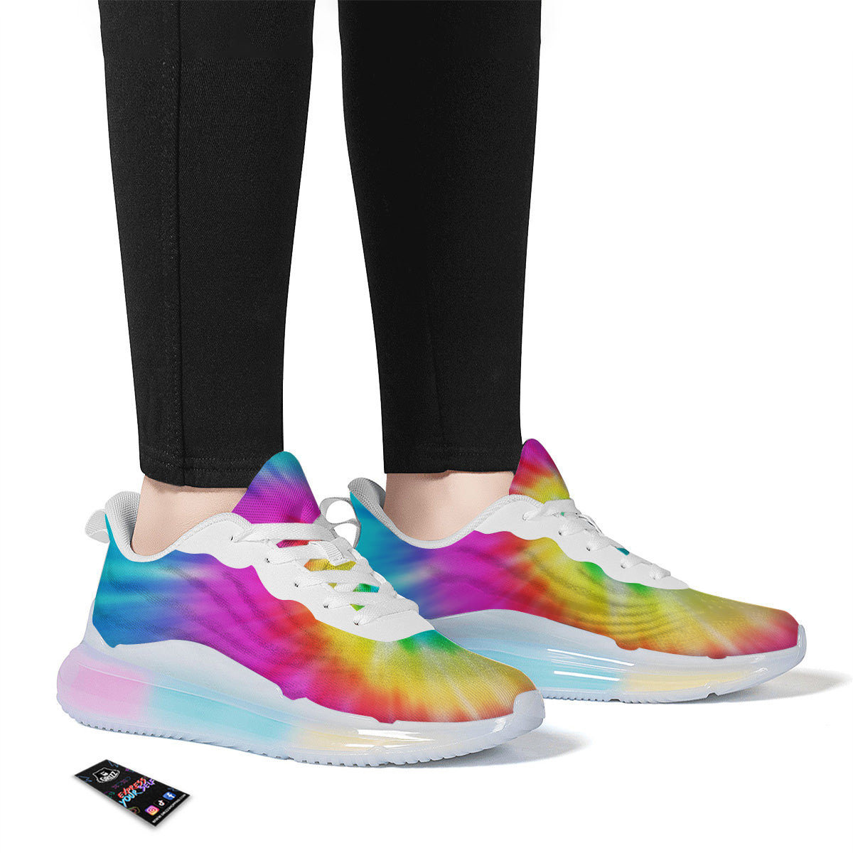 Tie Dye Blue Pink And Yellow Print Running Sneakers-grizzshop