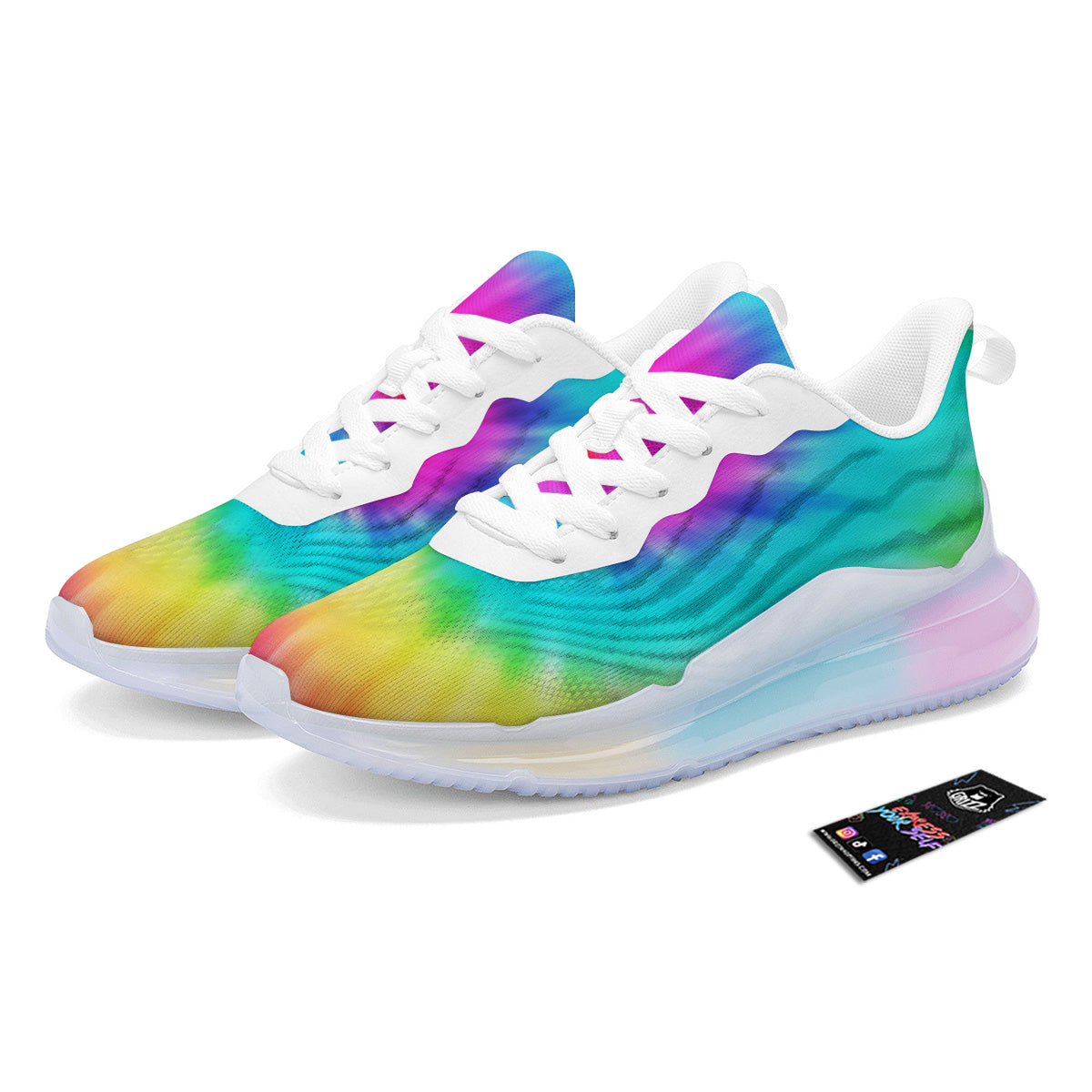 Tie Dye Blue Pink And Yellow Print Running Sneakers-grizzshop