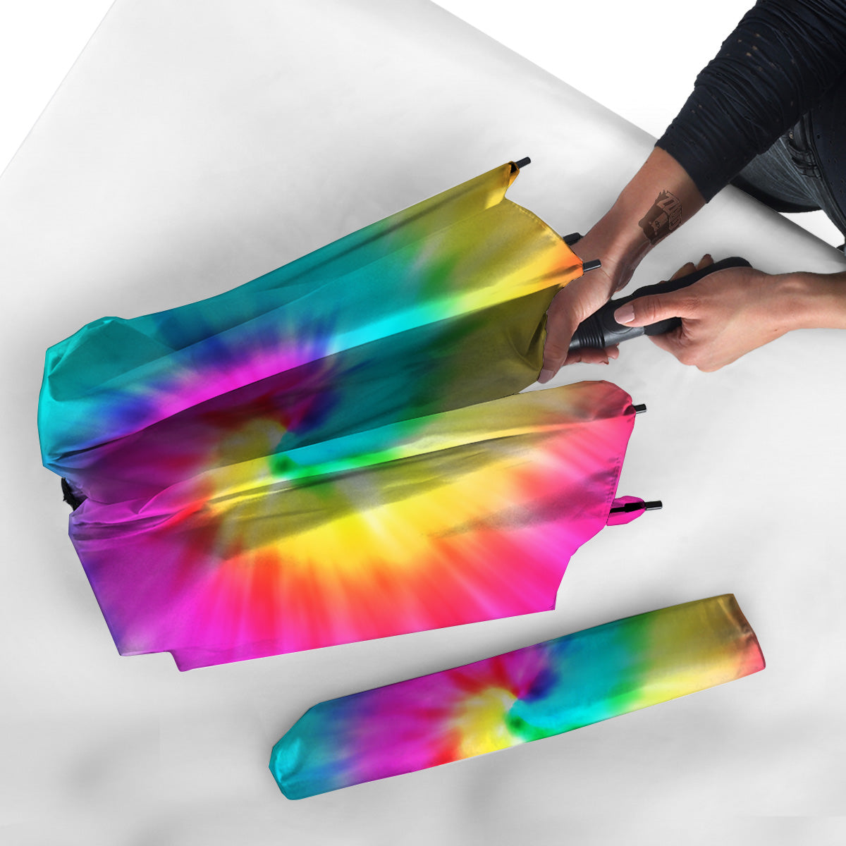 Tie Dye Blue Pink And Yellow Print Umbrella-grizzshop