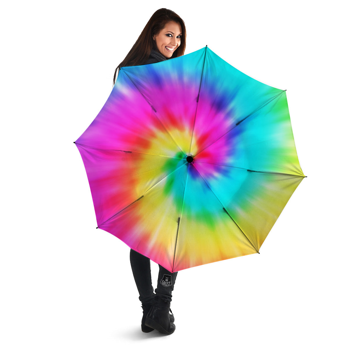 Tie Dye Blue Pink And Yellow Print Umbrella-grizzshop