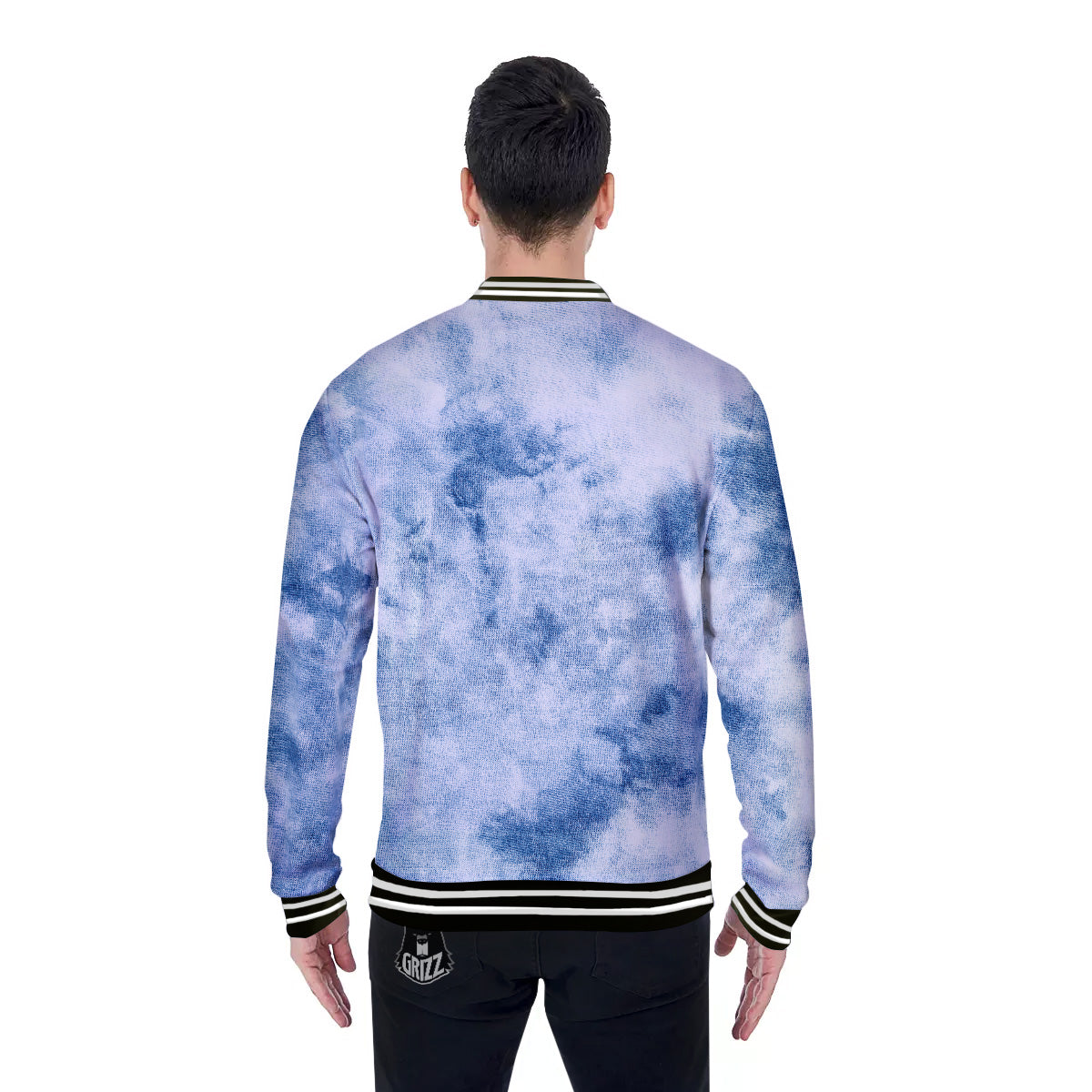 Tie Dye Blue Print Baseball Jacket-grizzshop