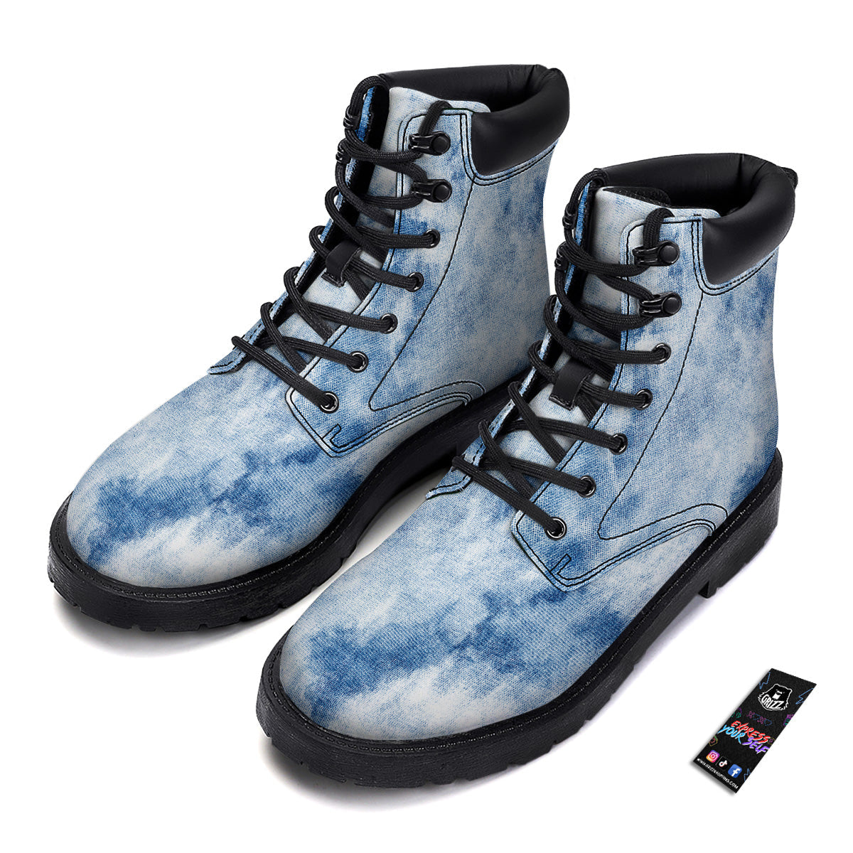 Tie Dye Blue Print Boots-grizzshop