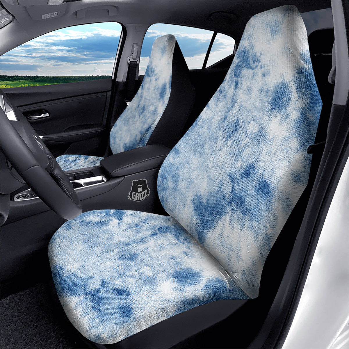 Tie Dye Blue Print Car Seat Covers-grizzshop