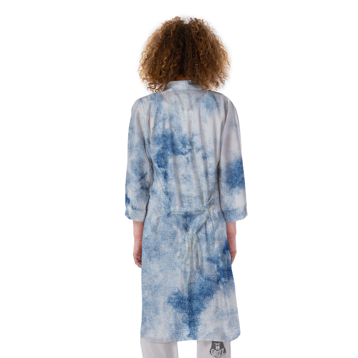 Tie Dye Blue Print Kimono-grizzshop